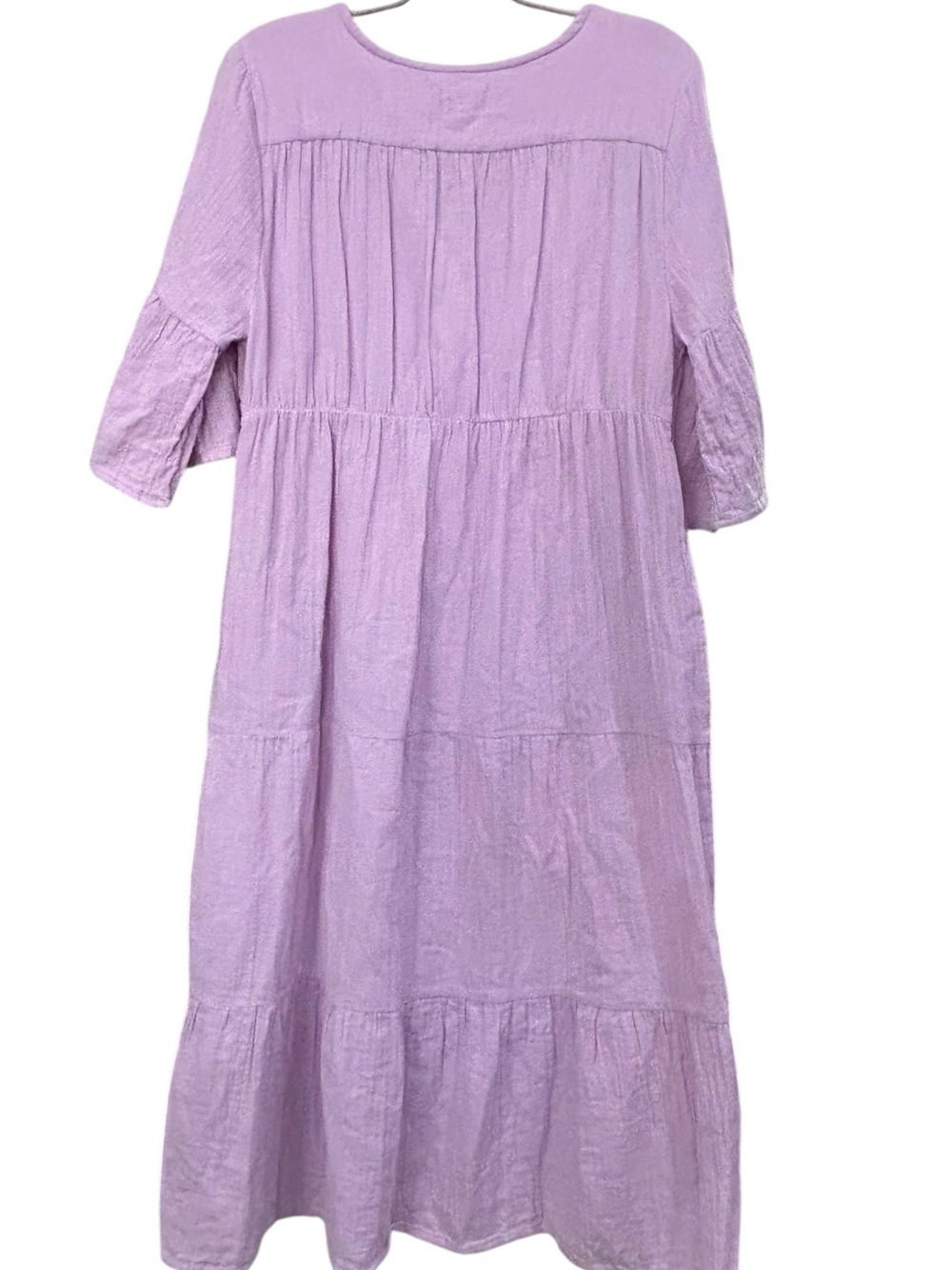 Pact Midi Dress Sz M Tiered Button-Front Flowy Organic Cotton Cottagecore Boho - Picture 5 of 14